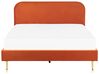 Zamatová posteľ 180 x 200 cm oranžová FLAYAT_834278