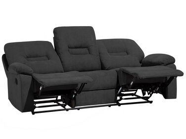 3 Seater Fabric Manual Recliner Sofa Grey BERGEN