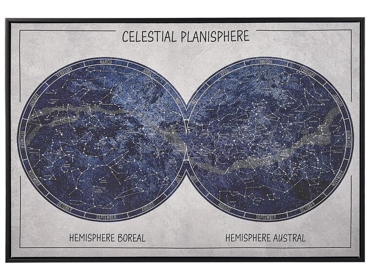 Tableau décoratif avec motif constellation d'étoiles 63 x 93 cm bleu GRIZZANA_816153