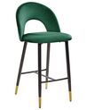 Conjunto de 2 sillas de bar de terciopelo verde esmeralda/negro/dorado FALTON_871422