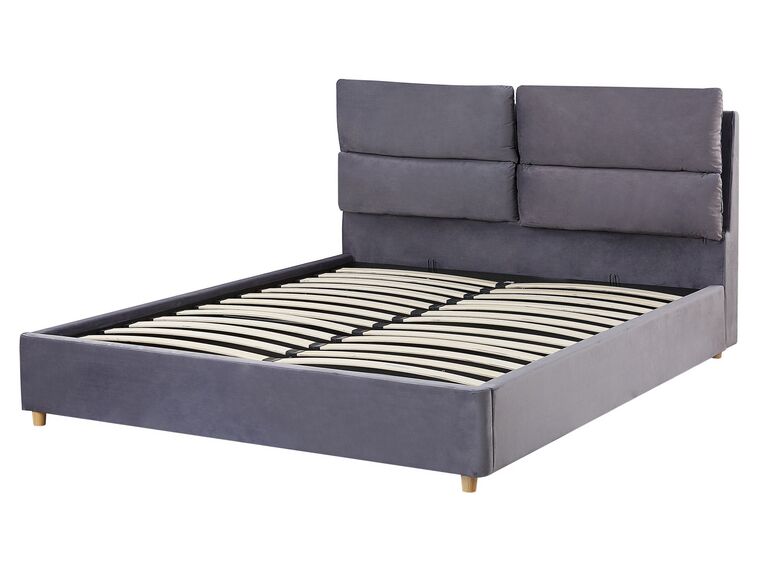 Velvet EU King Size Ottoman Bed Grey BATILLY | Beliani.co.uk