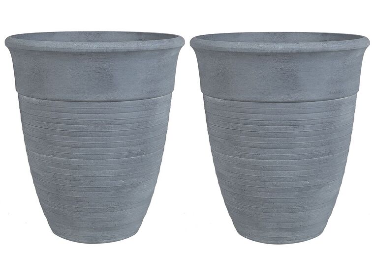Conjunto de 2 vasos para plantas em pedra cinzenta 50 x 50 x 58 cm KATALIMA_858214
