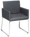 Conjunto de 2 sillas de comedor de poliéster gris oscuro/plateado GOMEZ_682389