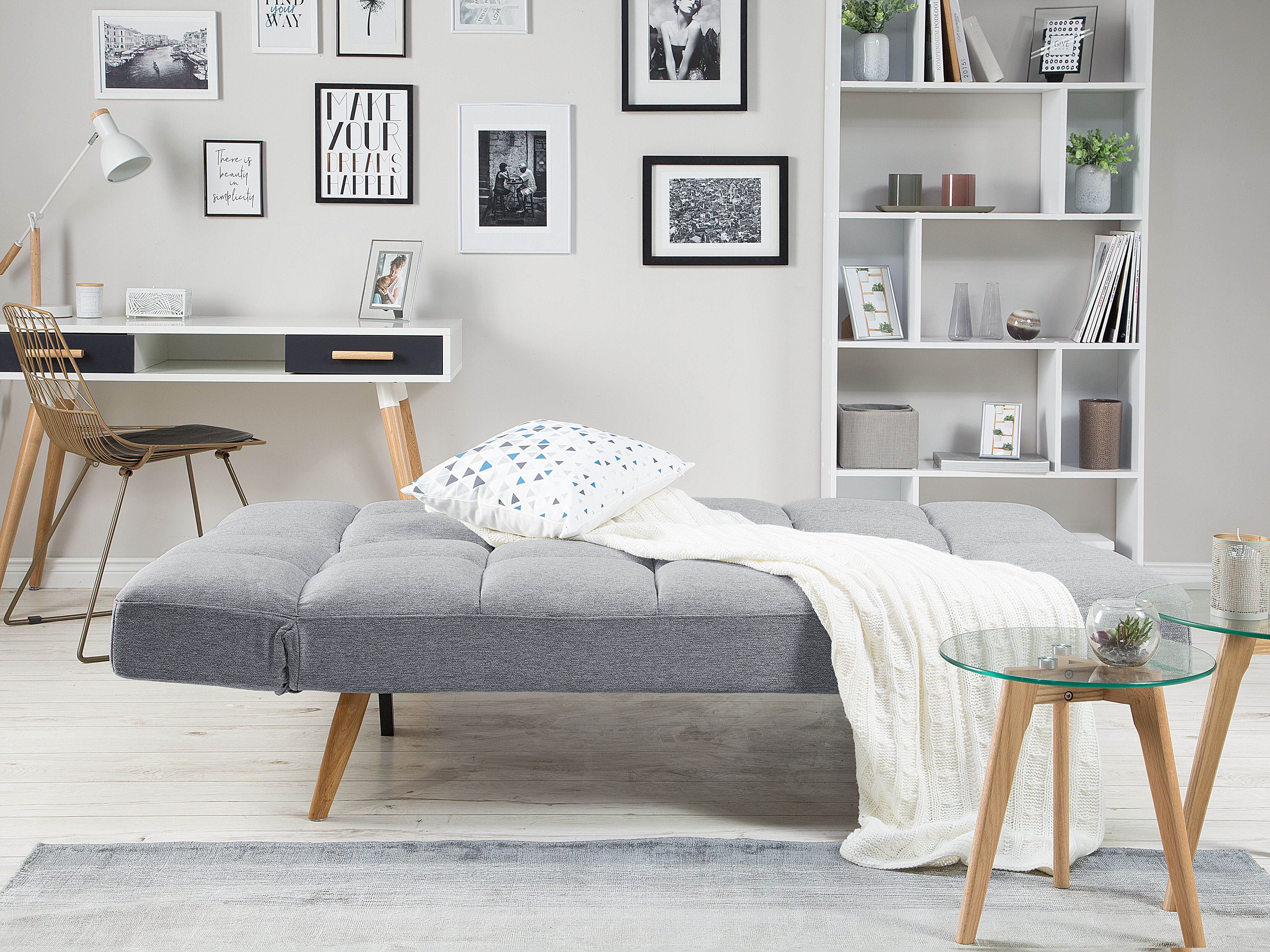 Sofa rozkładana jasnoszara INGARO