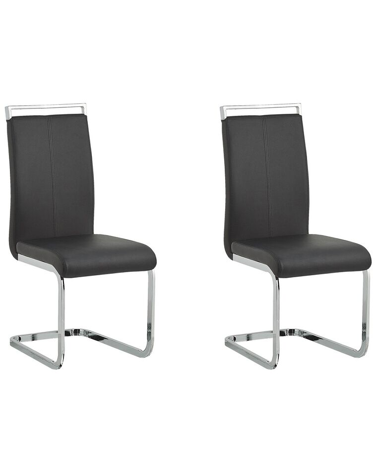 Conjunto de 2 cadeiras de jantar em pele sintética preta GREEDIN_790050