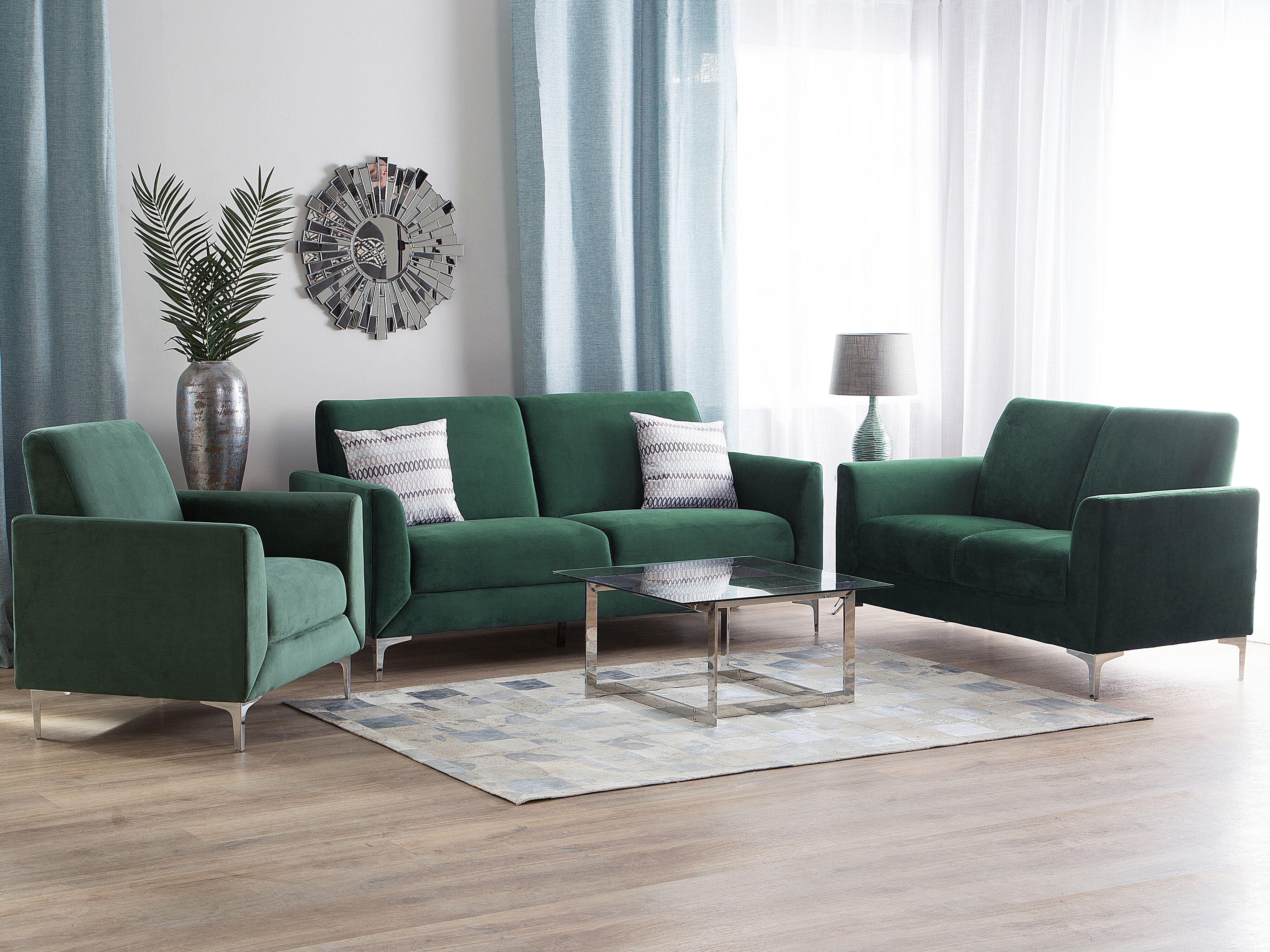 Soffa 2-sits sammet grön FENES | Beliani.se