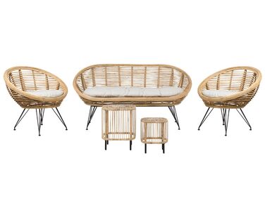 4 Seater Rattan Sofa Set with Side Tables Natural MARATEA/ CESENATICO
