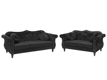 Sofa Set Samtstoff schwarz 5-Sitzer SKIEN