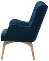 Velvet Wingback Chair with Footstool Blue VEJLE_712879