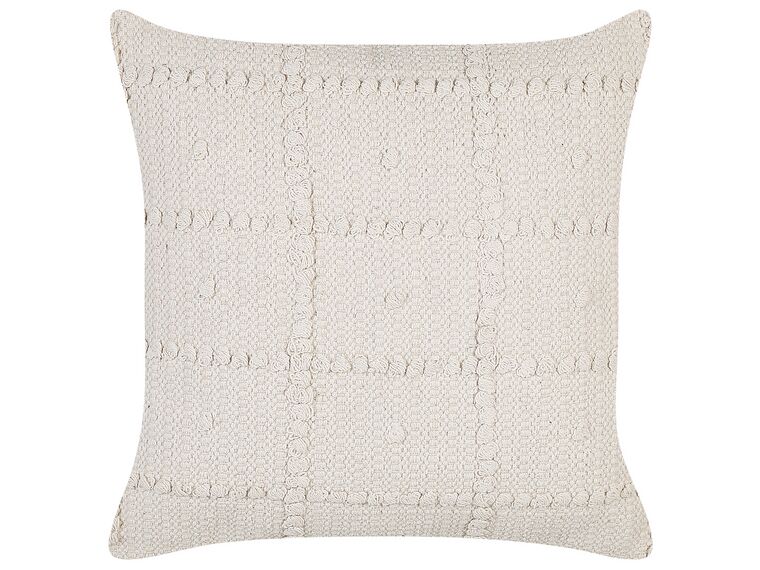 Cotton Cushion Geometric Pattern 45 x 45 cm Beige IXORA_843397