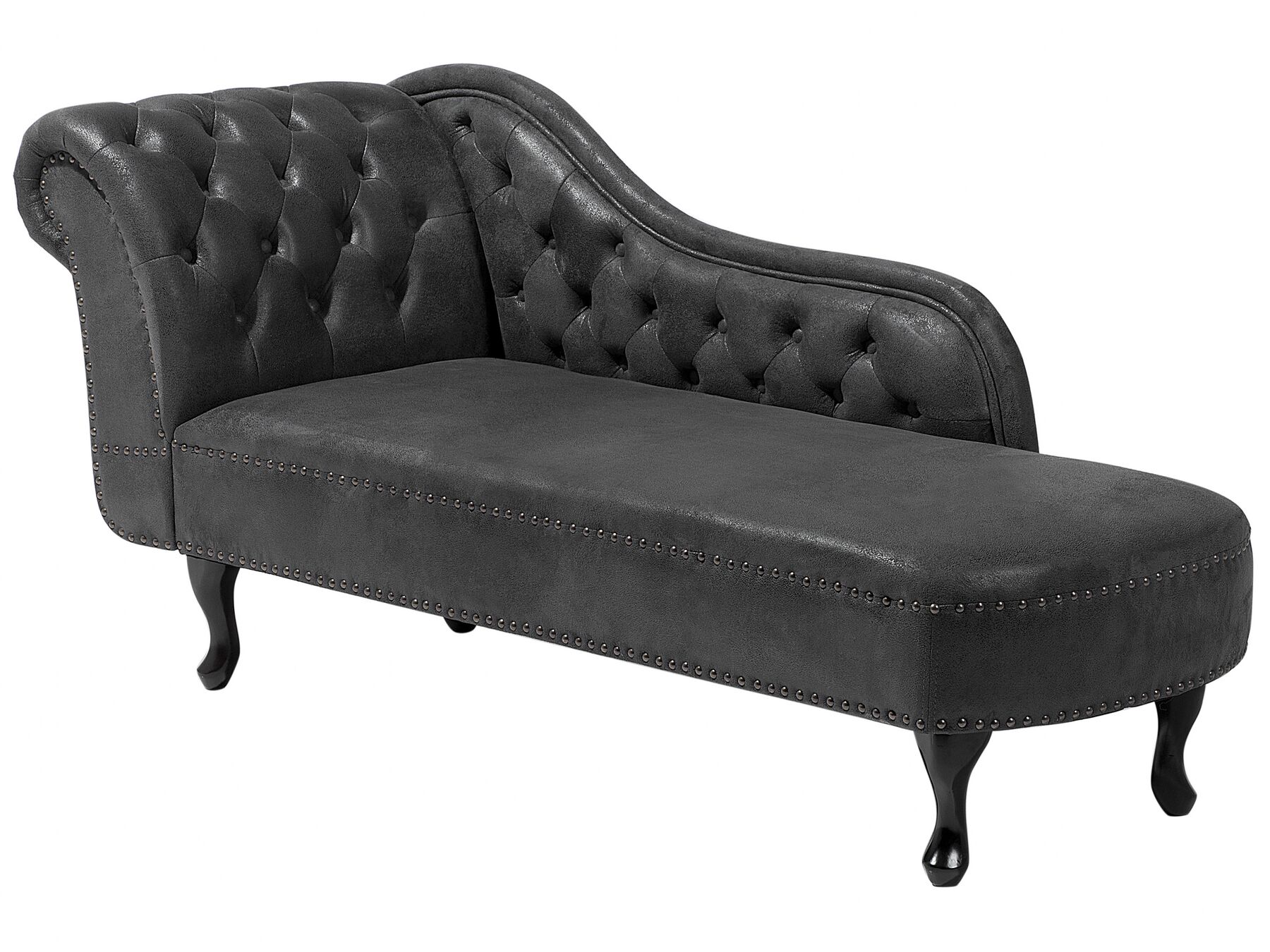 Left Hand Chaise Lounge Faux Suede Grey NIMES Beliani.co.uk