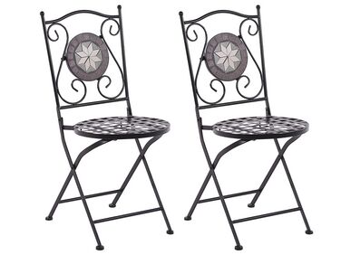 Zestaw 2 krzeseł ogrodowych metalowy czarny CARIATI