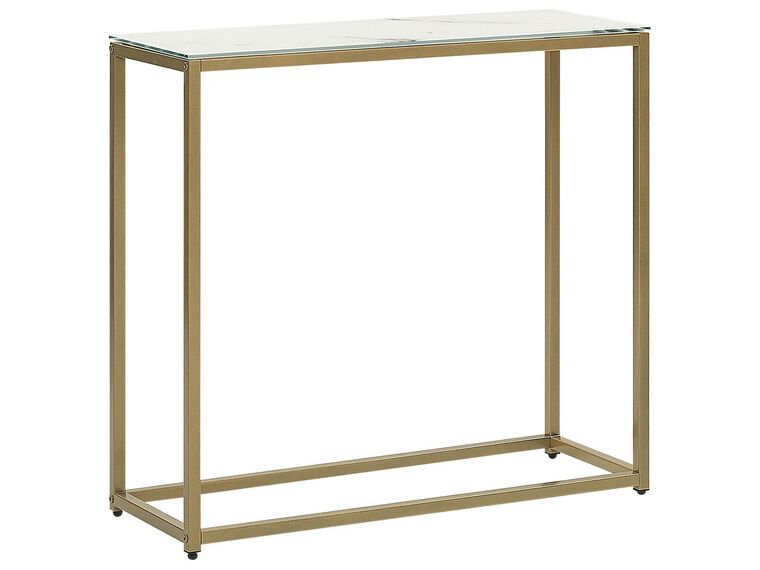 Tavolino consolle vetro bianco oro 80 x 30 cm DELANO_765451