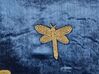 Set of 2 Embroidered Velvet Cushions Dragonfly Motif 45 x 45 cm Navy Blue BLUESTEM_892707