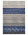 Teppich Wolle grau / blau 160 x 230 cm Streifenmuster Kurzflor AKKAYA_823286
