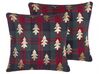 Set of 2 Cushions Christmas Tree Pattern 45 x 45 cm Red and Green CUPID_814129