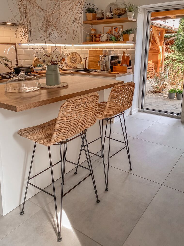Lot de 2 chaises de bar FALTON Velours Beige