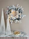 Weihnachtskranz weiß mit LED-Beleuchtung Schnee bedeckt ⌀ 70 cm SUNDO_836117