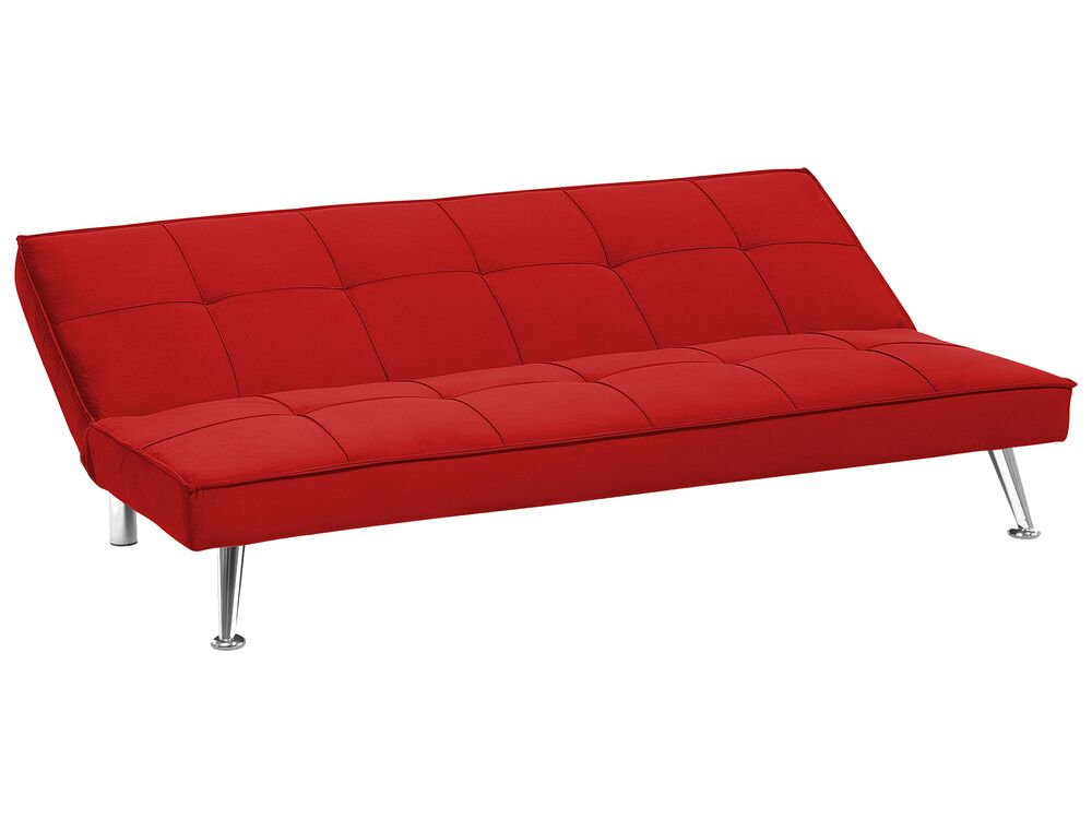 Fabric Sofa Bed Red HASLE Beliani.co.uk