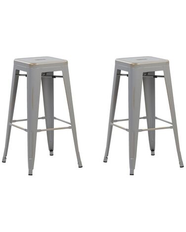 Set of 2 Steel Stools 76 cm Silver with Gold CABRILLO