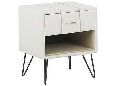 Faux Leather Bedside Table White BETIN