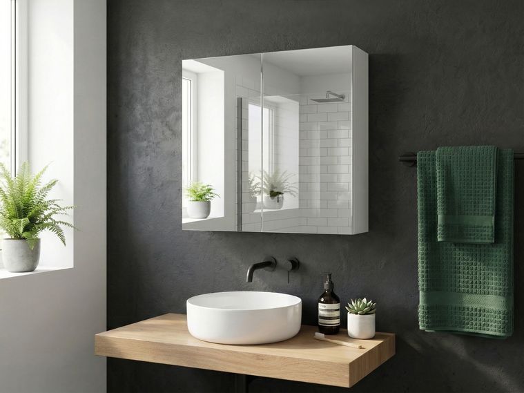 Lomadox Armadietto Da Bagno Con Specchio LUTON56 - 40x75x16 Cm, Rovere Wotan, 1 Anta, Illuminazione A LED, Ripiani Interni