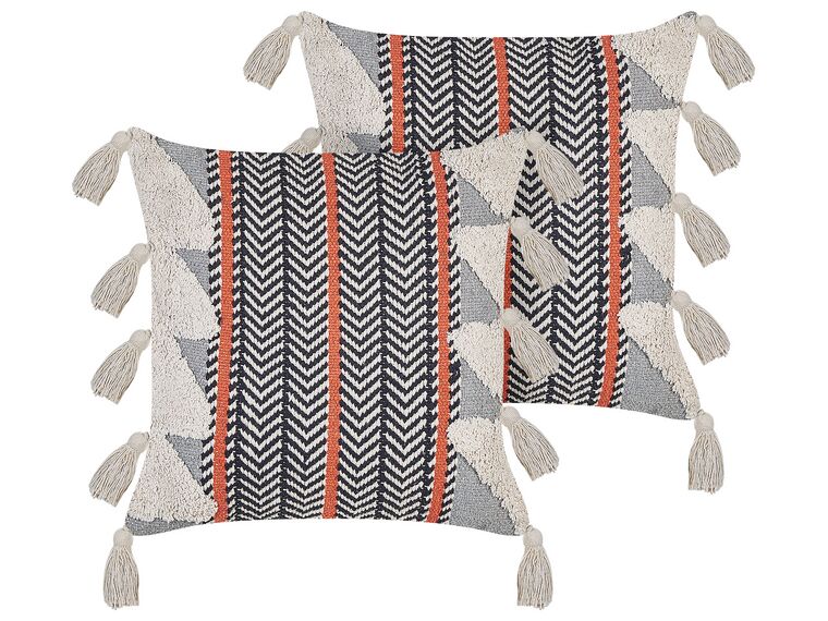 Set of 2 Cotton Cushions Chevron Pattern 45 x 45 cm Multicolour BOUVARDIA_843230