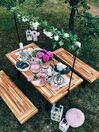 Set de jardin table et bancs en bois avec pieds noirs SCANIA_809881