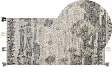 Kelim Teppich Wolle mehrfarbig 80 x 150 cm geometrisches Muster Kurzflor ARATASHEN