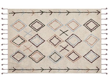Teppich Baumwolle beige 160 x 230 cm geometrisches Muster CORUM