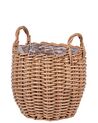 Set of 3 PE Rattan Plant Baskets Brown AUCUBA_897112