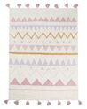 Kinderteppich Baumwolle beige / rosa 140 x 200 cm geometrisches Muster Kurzflor ZAYSAN_907001