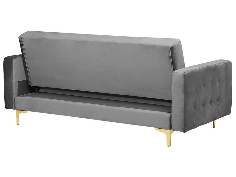 3 Seater Velvet Sofa Bed Grey ABERDEEN Beliani.co.uk