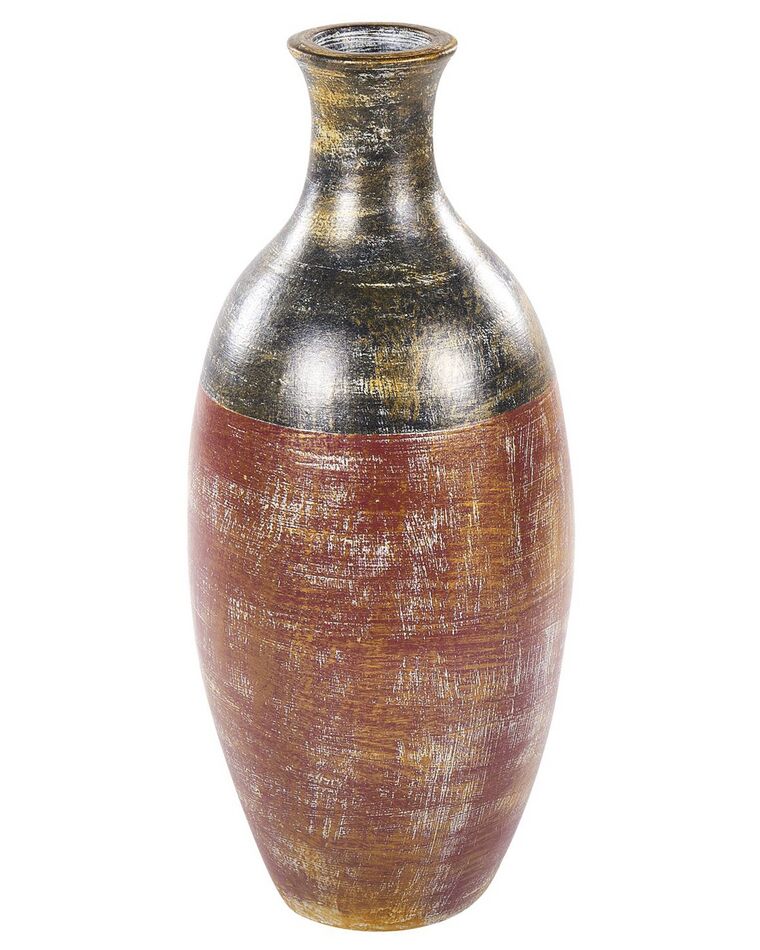 Vaso decorativo de terracota castanha e preta 57 cm MANDINIA_850607