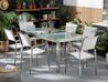 Conjunto de mesa com tampo triplo vidro temperado 180 x 90 cm e 6 cadeiras brancas GROSSETO_725004