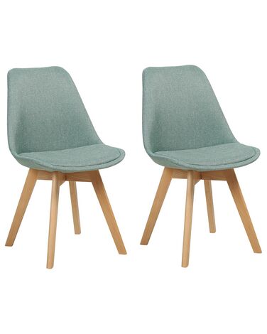 Conjunto de 2 sillas de comedor de poliéster verde claro/madera clara DAKOTA II