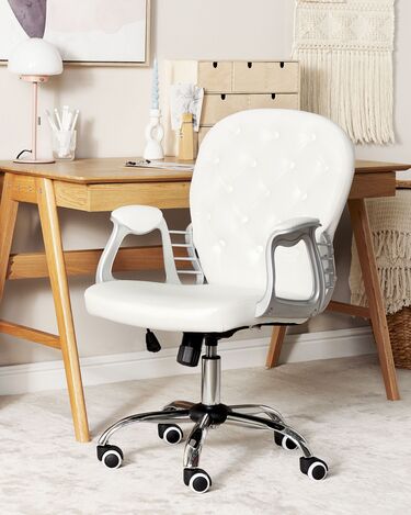 Swivel Faux Leather Office Chair White PRINCESS