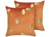 Set of 2 Velvet Cushions Leaf Print 45 x 45 cm Orange TULIP_837968
