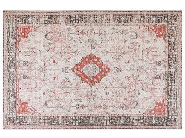 Teppich Baumwolle rot / beige 200 x 300 cm orientalisches Muster Kurzflor ATTERA