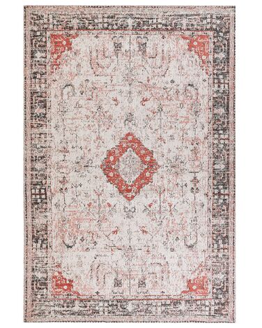 Teppich Baumwolle rot / beige 200 x 300 cm orientalisches Muster Kurzflor ATTERA