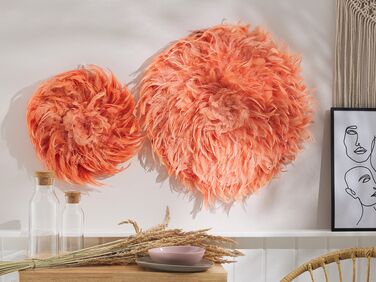 Feather Wall Decor ø 60 cm Coral Red JUJU