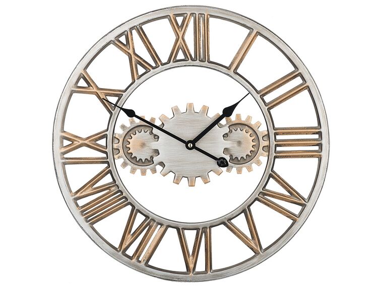 Iron Skeleton Wall Clock ø 46 cm Silver and Gold SEON_731873