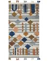 Kelim Teppich Wolle mehrfarbig 80 x 150 cm geometrisches Muster Kurzflor KASAKH_858218