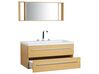 Béžový nástenný nábytok do kúpeľne so zásuvkou a zrkadlom ALMERIA_768668