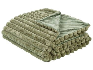Zöld műszőrme ágytakaró 150 x 200 cm RAKYA