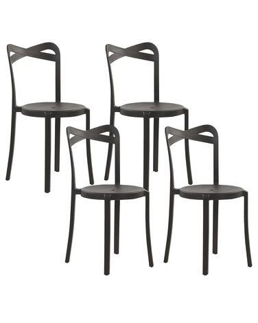 Sada 4 jídelních židlí plastových černých CAMOGLI