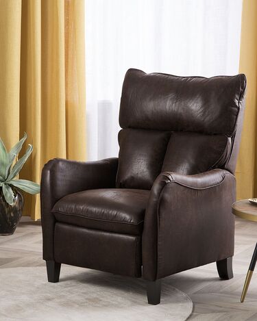 Faux Leather Recliner Chair Brown ROYSTON