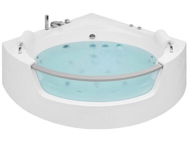 Whirlpool-Badewanne weiß Eckmodell mit LED 201 x 150 cm MANGLE