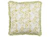 Dekokissen Blumenmuster Baumwolle hellgrün / weiß mit Fransen 45 x 45 cm FILIX_838554