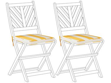 Set of 2 Outdoor Seat Pad Cushions Yellow and White TERNI 
